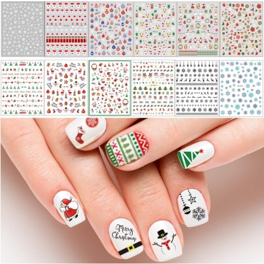 Adurself 1000+ Patterns Christmas Nail Art Decals ...