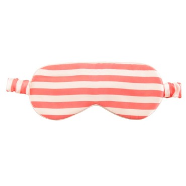 CELESTIAL SILK Mulberry Silk Sleep Eye Mask with Adjustable Elastic Strap (Normal - Adjustable, Pink/White Stripe)
