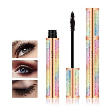 4D Silk Fiber Eyelash Mascara Waterproof - Thickening Long Lasting Smudge-Proof Natural 4D Fiber Mascara, Curling Lashes Lengthening Mascara, All Day Exquisitely , Extra Long 4D Mascara Black Volume And Length Pack of 1