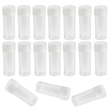 SBYURE 120 Pieces 5 ML Plastic Sample Bottles Vial Storage Mini Clear Storage Case with Lid Vial Storage Container Test Tube for Small Items
