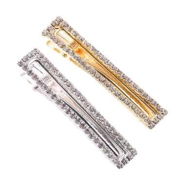 Gold and Silver Crystal Metal Alligator Clips Duckbill Clips Hair Clips Rhinestone Stylish Hair Barrettes with Teeth Hair Pins Bobby Pin Hair Slide for Women Girl Hair Jewelry Accessories (L)