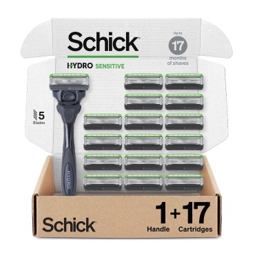 Schick Hydro Sensitive Razor for Men - Razor for Men Sensitive Skin with 17 Razor Blades
