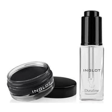 Inglot AMC Eyeliner Gel 77 and Duraline Featuring a Gute Cosmetic Carrying Bag (3 Piece Bundle)