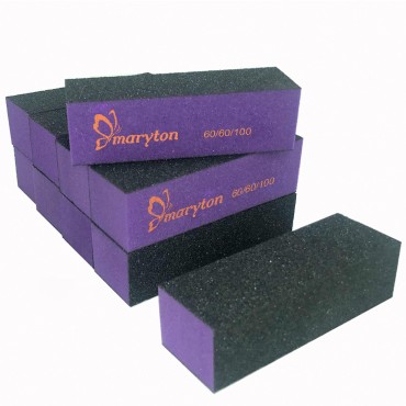Maryton Nail Buffer Sanding Block Polisher Buffing File 60/100 Grit for Acrylic Nail Art Kit Manicure Tools 10 PCS (Black Purple)