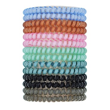 NELJIBEHU Candy Color 14 Pcs Spiral Hair Ties, Coi...