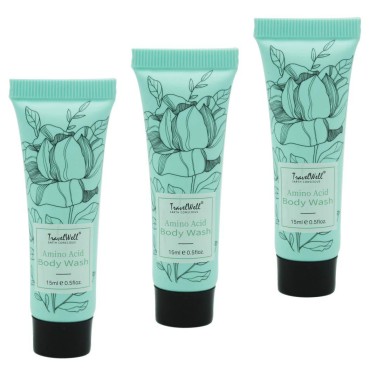 Travelwell Flower Series Hotel Travel Size Guest Body Wash 0.5 Fl Oz/15ml, Individually Wrapped 200 Tubes per Box