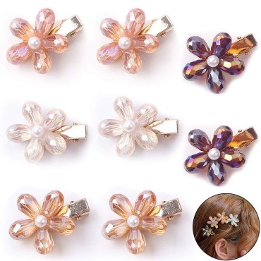 Crystal Hair Clips Small Pearl Hairpins Aguder Fashion Hair Barrettes Decorative Bling Hair Accessories for Girls Women Ladies