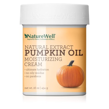 NATURE WELL Natural Extract Pumpkin Oil Moisturizing Cream for Face and Body, Non-Greasy, Ultra-Hydrating, No Parabens or Dyes, 16 Oz