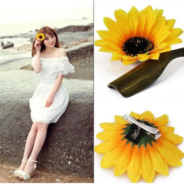 XINGZI 6PCS Women Girls 4 inch Yellow Sunflower Hair Clips Alligator Clips Hairpin Hair Clamp Barrettes Headwear Hair Hair Styling Accessories for Party Beach Vacation Wedding Bridal Best Xmas Gifts