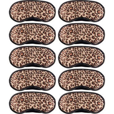 10 Pack Sleep Mask, Leopard Eye Masks Shade Cover for Sleeping, Shift Work, Naps, Travel Pouch Night Blindfold Airplane Relaxing Eyeshade Cover with Nose Pad for Men Women Kids