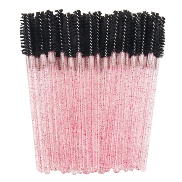 300 Pack Mascara Wands Disposable Eye Lash Brushes for Eyelash Extensions Tool Makeup Applicator Kit, Crystal Rose/Black