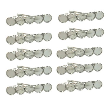 10 Pieces Metal Hair Clips with Blank Round Tray B...