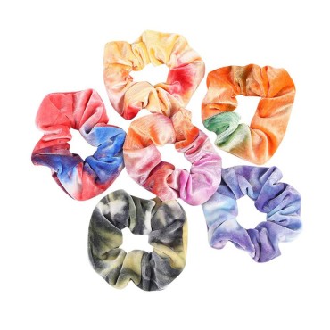 6 Pack Tie-dyed Hair Scrunchies Fading Color Velve...
