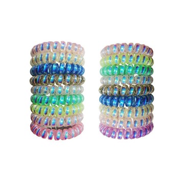 Colorful Fluorescent Spiral Hair Ties,Spiral Hair Ties No Crease, Coil Hair Ties, Elastic Traceless Hair Ties Phone Cord Hair Ties Waterproof Hair Coils Accessories (18, Fluorescent Color)
