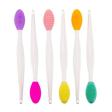 LUTER 6 pcs Silicone Exfoliating Lip Brush Double-...