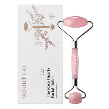 Mount Lai - The De-Puffing Rose Quartz Face Roller | Certified Rose Quartz Stone for Anti-Aging Skincare | Rose Quartz Face Massage Roller to De-Puff and Soothe to Reveal Radiant Skin