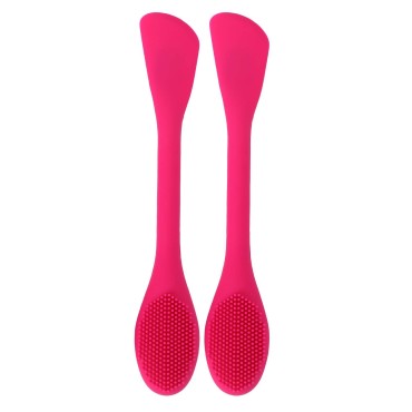 Minkissy 2pcs Silicone Face Cleanser Massager Brush with Facial Stick Spatula Double-sided for Cleansing Exfoliating