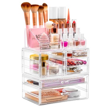 Sorbus Large Clear Makeup Organizer - Detachable 3...