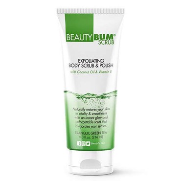 BeautyBum Scrub Exfoliating Body Scrub and Polish - Tranquil Green Tea by BeautyFit for Women - 8 oz Scrub