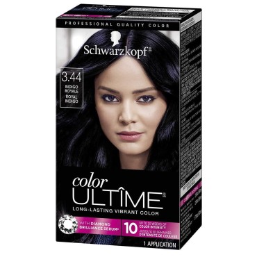 Schwarzkopf Color ultime permanent hair color creme, glam nights, 3.44 indigo royale