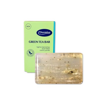 Dermisa Green Tea Bar | Gentle Skin Cleansing and Exfoliation | Contains Antioxidants Green Tea, Manuka Honey, Ginseng | NO PARABENS, NO SULFATES | 3OZ per Pack