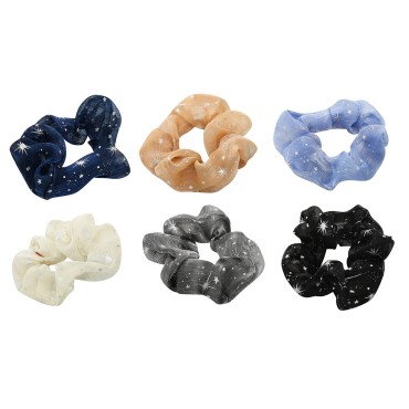 6 Pack Chiffon Stars Floral Hair Scrunchies Print ...
