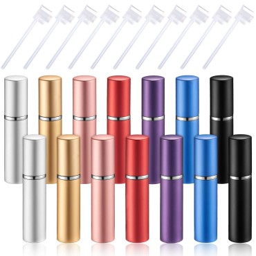 14 Pieces Travel Perfume Mini Refillable Spray Perfume Bottle Portable Perfume Bottle with 10 Pieces Perfume Refill Pump Perfume Dispenser Pump Transfer Tool for Outgoing (5ml)