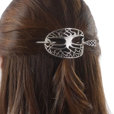 Viking Celtic Hair Clips Hairpin-Wiccan Tree of Life Hair Clip Men Hair Sticks Hairpin for Long Hair Slide Irish Hair Accessories Celtic Knot Hair Pin Viking Jewelry Women