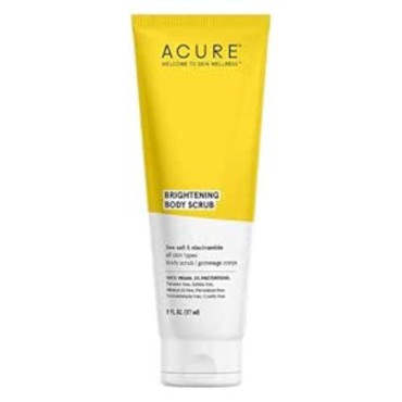 ACURE Brightening Body Scrub - Skin Renewal with Blend of Clay, Sea Salt & Niacinamide Extract - Rejuvenating Exfoliation for Soft, Refreshed Glowing Clear Skin - Suitable for All Skin Types - 6 Fl Oz