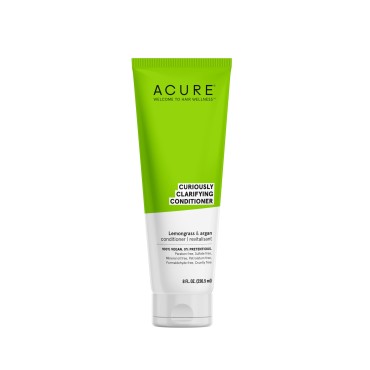 Acure Curiously Clarifying Conditioner & Argan Gently Cleanses, Removes Buildup, Boost Shine & Replenishes Moisture Lemongrass 8 Fl Oz