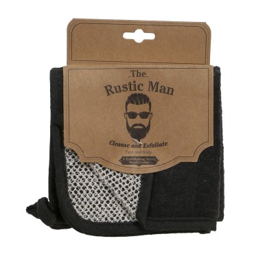 The Rustic Man Wash Cloths for Face and Body, Exfoliating Washcloth, Black, 3 Count