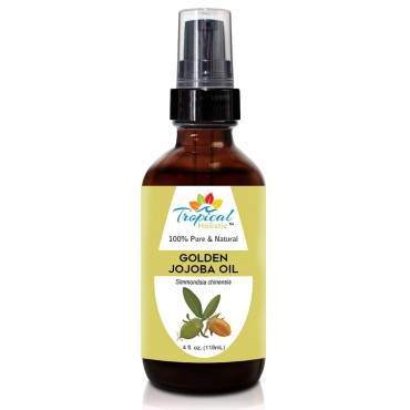 Tropical Holistic Jojoba Oil 4 oz, Natural, Pure, Cold Pressed, Unrefined Moisturizer for Skin, Dry Scalp, Hair, Nails and Multipurpose Carrier Oil