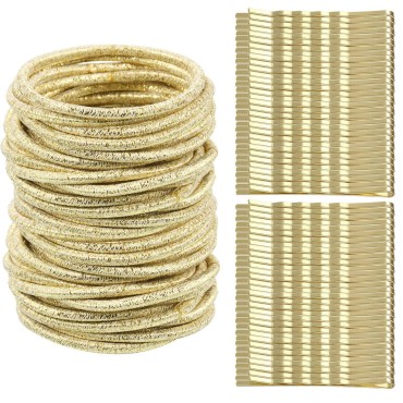 50 Pieces 3mm Hair Ties No-metal Hair Elastics Thin Hair Ties Ropes Ponytail Holders Hair Bands with 50 Pieces Hair Bobby Pins, Hair Accessories for Women Girls