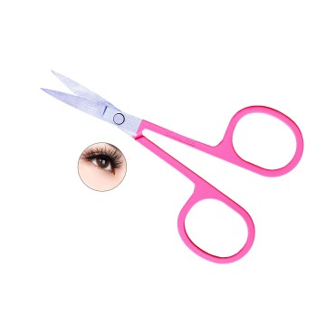 HOYUJI Magnetic eyelash scissors and eyebrow brush, nose hair and beard scissors, carved arc craft scissors, used for eyelash extension stainless steel (pink)