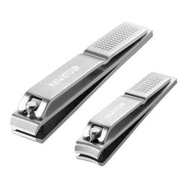 Nail Clippers Set, Ultra Sharp Sturdy Fingernail and Toenail Clipper Cutters with Visibly Tin Case by HAWATOUR - Stainless Steel