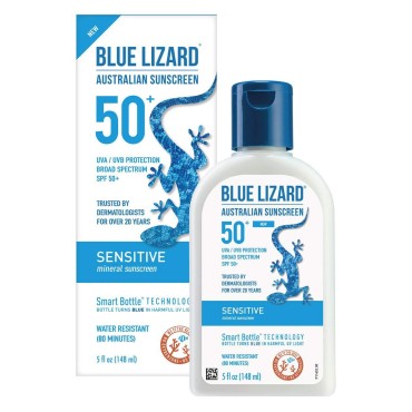 Blue Lizard Spf#50+ Sensitive Australian Sunscreen 5 Ounce (148ml) (Pack of 2)