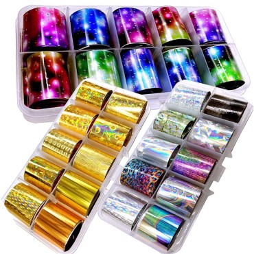 30 Sheet Holographic Transfer Nail Foil Stickers S...