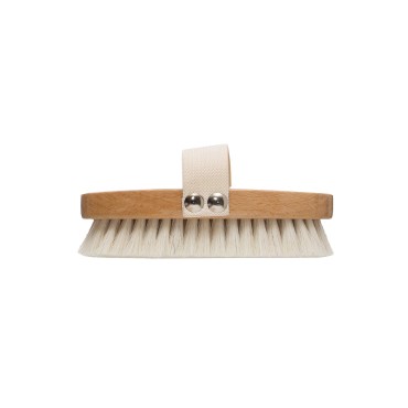 Creative Co-Op Beech Wood Bath Elastic Band & Metal Rivets Brush, Brown