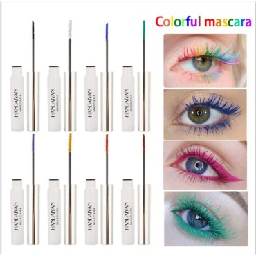 9 Colors Colored Mascara for Eyelashes, Purple Blue Red White Black Colorful Mascara Waterproof Charming Long Lasting Voluminous Mascara for Women Eye Makeup Kit