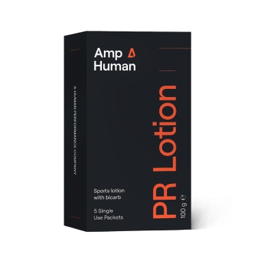 Amp Human PR Lotion, Performance & Recovery Bicarb Sports Lotion, 5 On-The-go Packets (20g Each)