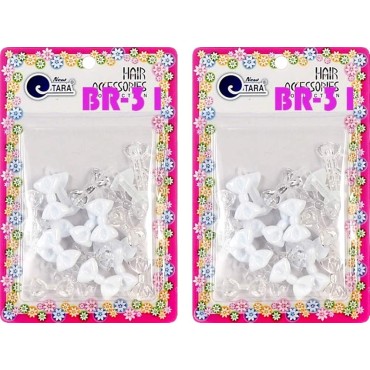 Tara Girls Self Hinge Multi Design Plastic Bow Hair Barrettes Selection Pack Of 2 (BR31)