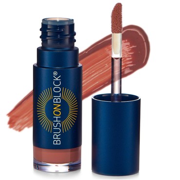 Brush On Block Sun Protection Lip Oil, Broad Protection Hydrating SPF 32 Sunscreen, Fig (Subtle Mauve)