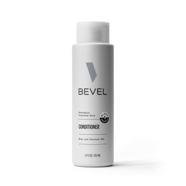 Bevel Hair Conditioner for Men with Coconut Oil and Shea Butter, Sulfate Free Conditioner for Textured Hair, Moisturizes, Conditions and Detangles Hair, 12 Oz (Packaging May Vary)