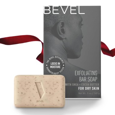 Bevel Soap Bar - Body Wash Bar for Men with Cocoa Butter and Shea Butter, Gently Exfoliates and Moisturizes for Clean, Soft Skin, 5 Oz