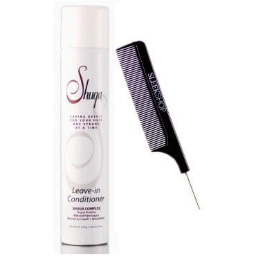 Shuga Aerosol Leave-In Conditioner, The Only Non-Silicone Aerosol Hair Spray Conditioner (w/Steel Pin Tail Comb) Sugar Hairspray (8 oz / 235 ml)
