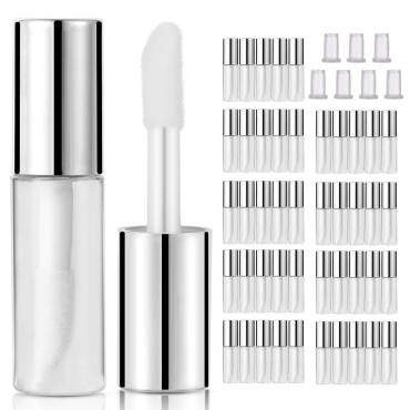 lip gloss tubes tube kit,45 Pack 1.2ML empty lip gloss tubes Containers Mini Balm Reusable Containers for Lipstick SamplesTravel DIY Makeup White Red