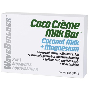 Wavebuilder Coco Creme Milk Bar Coconut Milk + Magnesium 2 in 1 Shampoo & Bodywash Bar