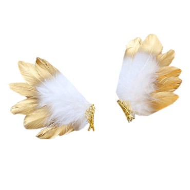 Handmade Feather Angel Wings Hair Clips Hair Barrettes Lolita Cosplay Hair Accessories (White)