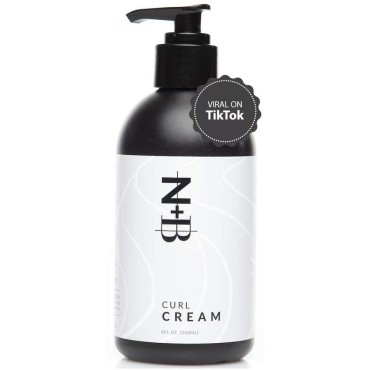 N+B Hair Curl Defining Cream | Non-Sticky, Anti-Frizz, Curl Enhancer Styling Lotion | Boost Shine & Volume | For All Hair Types, Curly, Wavy & Textures | 8 oz
