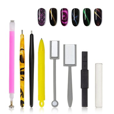 8 Pieces Nail Magnet Tool Set, Double-head Flower ...